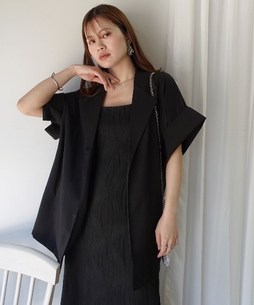 CORNERS(コーナーズ)の「ヴィンテージワッシャー半袖ジャケット【セットアップ可能】(テーラードジャケット・レディース・モカ/ブラック/アイボリー・M)」の19枚目の写真
