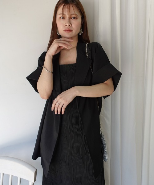 CORNERS(コーナーズ)の「ヴィンテージワッシャー半袖ジャケット【セットアップ可能】(テーラードジャケット・レディース・モカ/ブラック/アイボリー・M)」の20枚目の写真