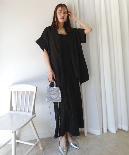 CORNERS(コーナーズ)の「ヴィンテージワッシャー半袖ジャケット【セットアップ可能】(テーラードジャケット・レディース・モカ/ブラック/アイボリー・M)」の21枚目の写真