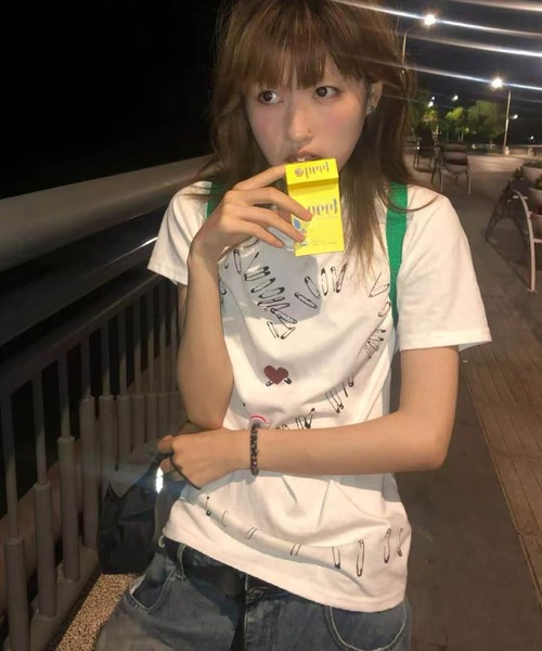 AsheKsha(アシクシャ)の「ゆったり半袖Tシャツ(Tシャツ/カットソー・レディース・ホワイト・M)」の6枚目の写真