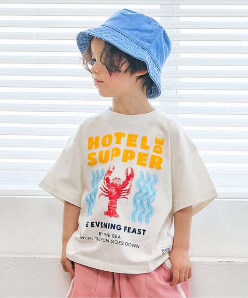 apres les cours(アプレレクール)の「アソートロゴ・モチーフゆったり半袖Tシャツ(Tシャツ/カットソー・キッズ・グリーン/ブラウン/イエロー/ネイビー/サックスブルー/アイボリー/ピンク・130/120/110/90/80/100)」の2枚目の写真
