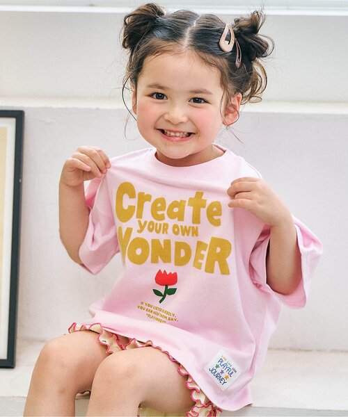 apres les cours(アプレレクール)の「アソートロゴ・モチーフゆったり半袖Tシャツ(Tシャツ/カットソー・キッズ・グリーン/ブラウン/イエロー/ネイビー/サックスブルー/アイボリー/ピンク・130/120/110/90/80/100)」の8枚目の写真