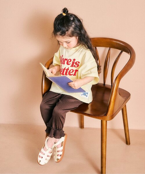 apres les cours(アプレレクール)の「アソートロゴ・モチーフゆったり半袖Tシャツ(Tシャツ/カットソー・キッズ・グリーン/ブラウン/イエロー/ネイビー/サックスブルー/アイボリー/ピンク・130/120/110/90/80/100)」の18枚目の写真