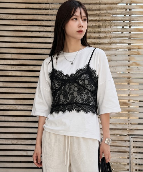 La-gemme(ラジェム)の「ドロップショルダーシンプルTシャツ/体系カバー/着回し自在/イージーケア(Tシャツ/カットソー・レディース・ホワイト/ブラック/グレー・フリー)」の1枚目の写真