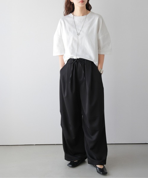 La-gemme(ラジェム)の「ドロップショルダーシンプルTシャツ/体系カバー/着回し自在/イージーケア(Tシャツ/カットソー・レディース・ホワイト/ブラック/グレー・フリー)」の10枚目の写真