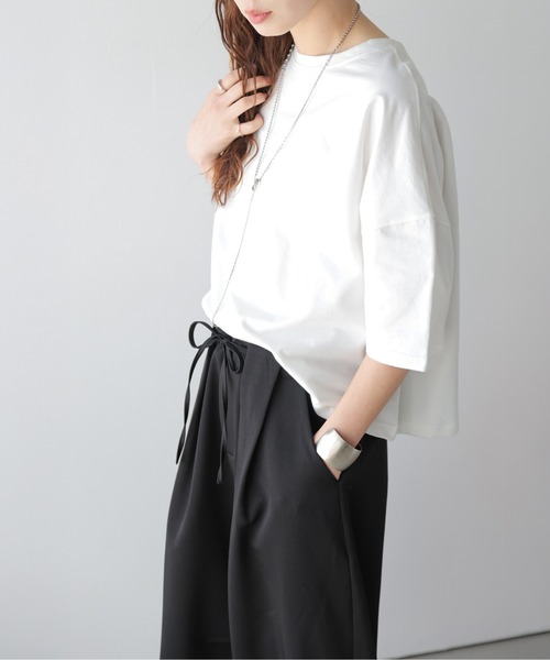 La-gemme(ラジェム)の「ドロップショルダーシンプルTシャツ/体系カバー/着回し自在/イージーケア(Tシャツ/カットソー・レディース・ホワイト/ブラック/グレー・フリー)」の12枚目の写真