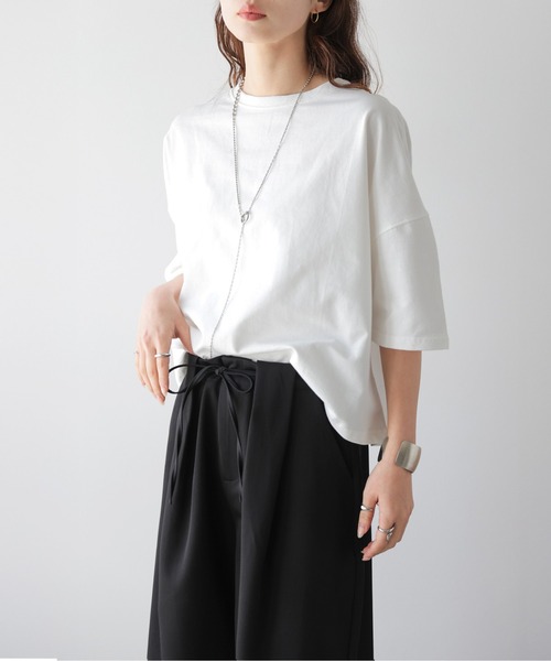La-gemme(ラジェム)の「ドロップショルダーシンプルTシャツ/体系カバー/着回し自在/イージーケア(Tシャツ/カットソー・レディース・ホワイト/ブラック/グレー・フリー)」の13枚目の写真