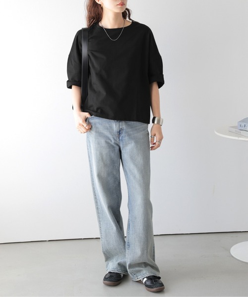 La-gemme(ラジェム)の「ドロップショルダーシンプルTシャツ/体系カバー/着回し自在/イージーケア(Tシャツ/カットソー・レディース・ホワイト/ブラック/グレー・フリー)」の15枚目の写真
