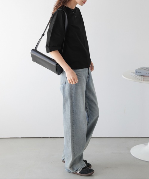 La-gemme(ラジェム)の「ドロップショルダーシンプルTシャツ/体系カバー/着回し自在/イージーケア(Tシャツ/カットソー・レディース・ホワイト/ブラック/グレー・フリー)」の16枚目の写真