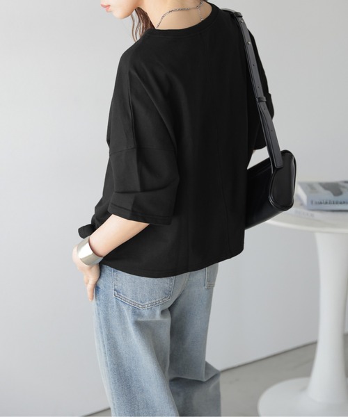 La-gemme(ラジェム)の「ドロップショルダーシンプルTシャツ/体系カバー/着回し自在/イージーケア(Tシャツ/カットソー・レディース・ホワイト/ブラック/グレー・フリー)」の17枚目の写真