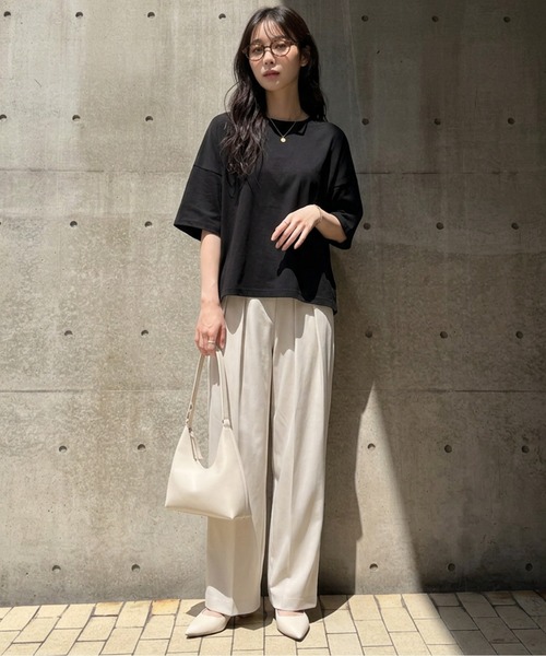 La-gemme(ラジェム)の「ドロップショルダーシンプルTシャツ/体系カバー/着回し自在/イージーケア(Tシャツ/カットソー・レディース・ホワイト/ブラック/グレー・フリー)」の9枚目の写真