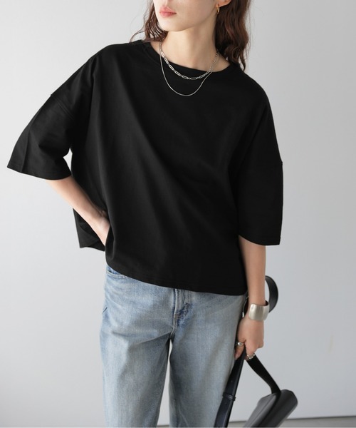 La-gemme(ラジェム)の「ドロップショルダーシンプルTシャツ/体系カバー/着回し自在/イージーケア(Tシャツ/カットソー・レディース・ホワイト/ブラック/グレー・フリー)」の8枚目の写真