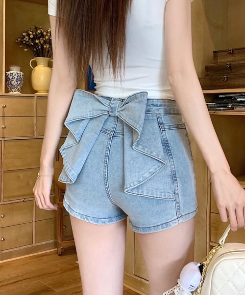 VIBGYOR（ヴィブジョー）の「【LAMPOON】ヒップリボンデニムショーツ（デニムパンツ・レディース・ブルー・LARGE/SMALL/MEDIUM）」の8枚目の写真