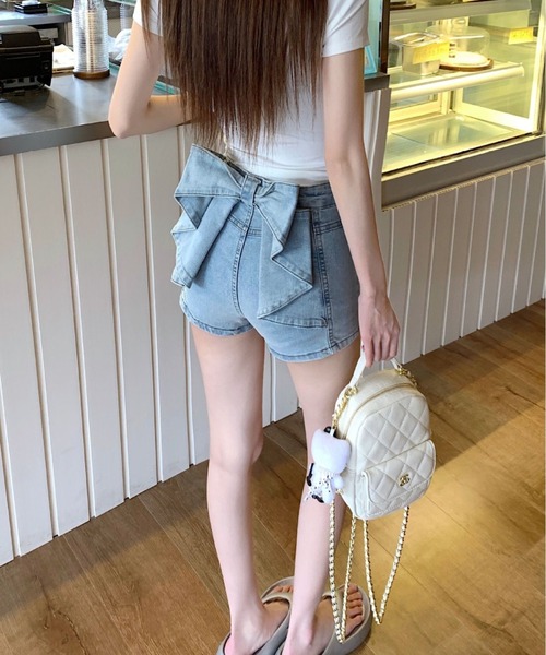 VIBGYOR（ヴィブジョー）の「【LAMPOON】ヒップリボンデニムショーツ（デニムパンツ・レディース・ブルー・LARGE/SMALL/MEDIUM）」の9枚目の写真