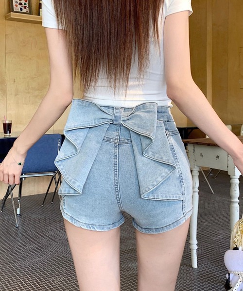 VIBGYOR（ヴィブジョー）の「【LAMPOON】ヒップリボンデニムショーツ（デニムパンツ・レディース・ブルー・LARGE/SMALL/MEDIUM）」の11枚目の写真