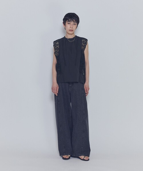 1er Arrondissement(プルミエアロンディスモン)の「ブラックデニムカーブパンツ(デニムパンツ・レディース・ブラック系その他3・38/36)」の6枚目の写真