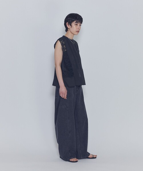 1er Arrondissement(プルミエアロンディスモン)の「ブラックデニムカーブパンツ(デニムパンツ・レディース・ブラック系その他3・38/36)」の7枚目の写真