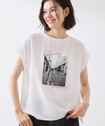 THE SHOP TK  | 【ひんやり/防しわ/UV/吸水速乾】さらりと軽やかに着られる プリントTシャツ(Tシャツ/カットソー)