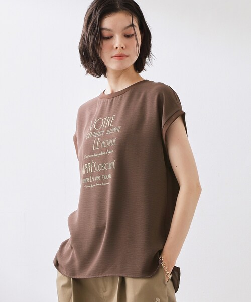 THE SHOP TK （ザ ショップ ティーケー ）の「【ひんやりさらさら】軽やかに着られる プリントTシャツ（Tシャツ/カットソー・レディース・ダークブラウン/ナチュラル/オフホワイト/スミクロ・13/12）」の18枚目の写真