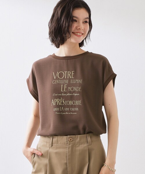 THE SHOP TK （ザ ショップ ティーケー ）の「【ひんやりさらさら】軽やかに着られる プリントTシャツ（Tシャツ/カットソー・レディース・ダークブラウン/ナチュラル/オフホワイト/スミクロ・13/12）」の17枚目の写真