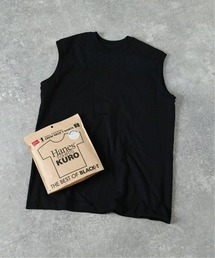 Hanes / ヘインズ 1P T-SHIRTS KURO スリーブレス Tシャツ