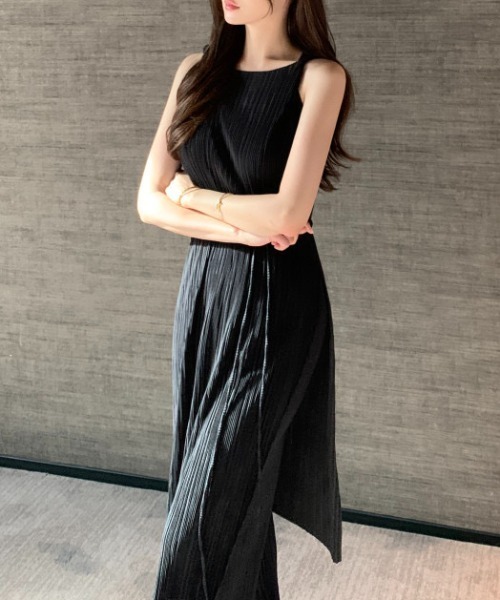 AMAJI（アマジ）の「ノースリーブトップス＋ワイドパンツ セットアップ スリットデザイン（セットアップ・レディース・ブラック/ブラウン/ホワイト・FREE）」の7枚目の写真