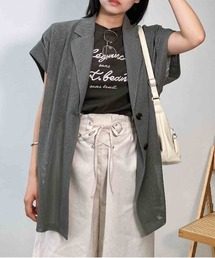 AS KNOW AS plus（アズノゥアズプラス）の「〇シアーメッシュ フレンチスリーブテーラードベスト ジレ ジャケット（その他アウター）」