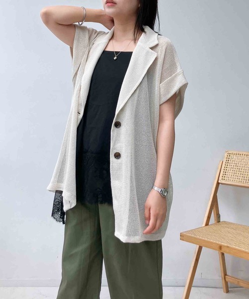 AS KNOW AS plus(アズノゥアズプラス)の「〇ビッグサイズ 半袖メッシュ風ベストジレ(その他アウター・レディース・ブラック/チャコールグレー/ライトベージュ・FREE)」の15枚目の写真