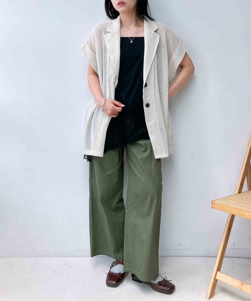 AS KNOW AS plus(アズノゥアズプラス)の「〇ビッグサイズ 半袖メッシュ風ベストジレ(その他アウター・レディース・ブラック/チャコールグレー/ライトベージュ・FREE)」の17枚目の写真