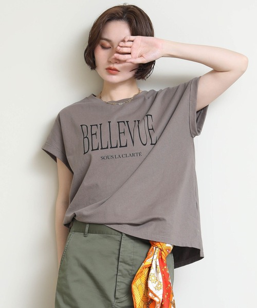Re Fiina(フィーナ)の「ロールアップスリーブT(Tシャツ/カットソー・レディース・ピンク/ブラウン/オフホワイト/サックスブルー/カーキ・FREE)」の2枚目の写真