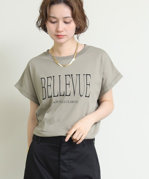 Re Fiina(フィーナ)の「ロールアップスリーブT(Tシャツ/カットソー・レディース・ピンク/ブラウン/オフホワイト/サックスブルー/カーキ・FREE)」の3枚目の写真