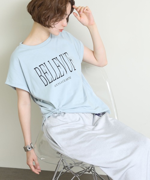 Re Fiina(フィーナ)の「ロールアップスリーブT(Tシャツ/カットソー・レディース・ピンク/ブラウン/オフホワイト/サックスブルー/カーキ・FREE)」の4枚目の写真