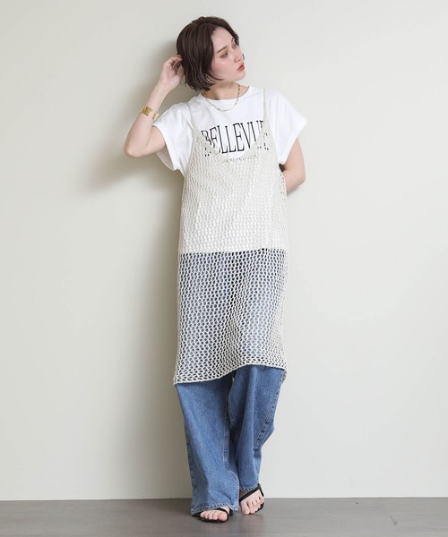 Re Fiina(フィーナ)の「ロールアップスリーブT(Tシャツ/カットソー・レディース・ピンク/ブラウン/オフホワイト/サックスブルー/カーキ・FREE)」の8枚目の写真