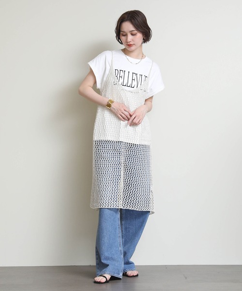 Re Fiina(フィーナ)の「ロールアップスリーブT(Tシャツ/カットソー・レディース・ピンク/ブラウン/オフホワイト/サックスブルー/カーキ・FREE)」の6枚目の写真