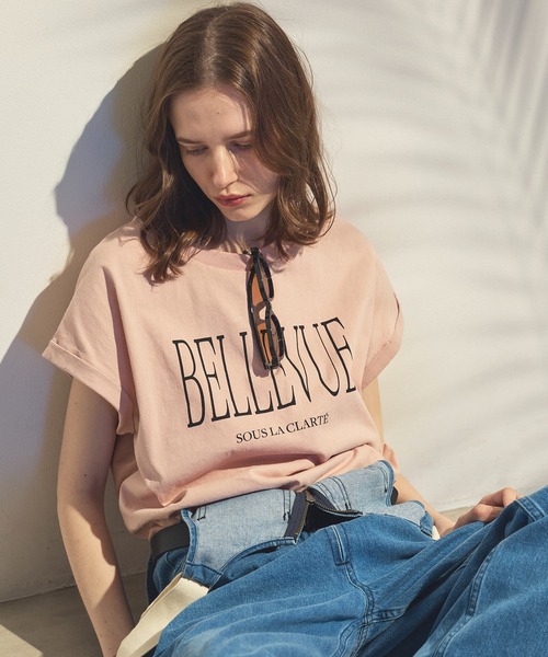 Re Fiina(フィーナ)の「ロールアップスリーブT(Tシャツ/カットソー・レディース・ピンク/ブラウン/オフホワイト/サックスブルー/カーキ・FREE)」の19枚目の写真