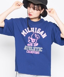 【spiritoso】バードプリントカレッジTシャツ