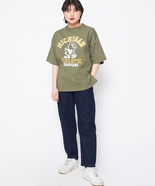 spiritoso（スピリトーゾ）の「【spiritoso】バードプリントカレッジＴシャツ（Tシャツ/カットソー・レディース・ネイビー/カーキ・FREE）」の5枚目の写真