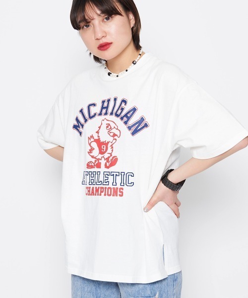 spiritoso（スピリトーゾ）の「【spiritoso】バードプリントカレッジＴシャツ（Tシャツ/カットソー・レディース・ネイビー/カーキ・FREE）」の20枚目の写真