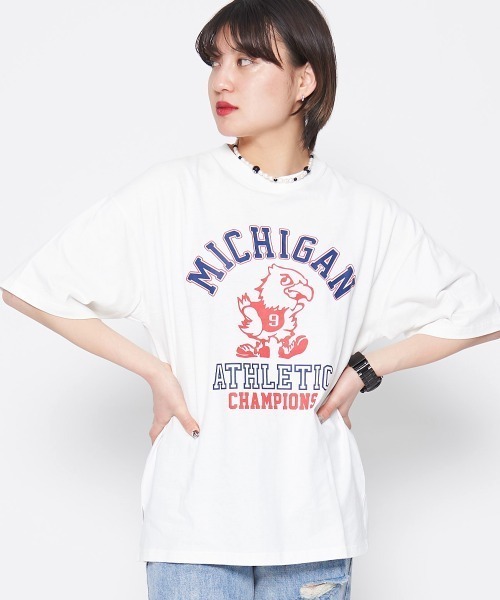 spiritoso（スピリトーゾ）の「【spiritoso】バードプリントカレッジＴシャツ（Tシャツ/カットソー・レディース・ネイビー/カーキ・FREE）」の15枚目の写真