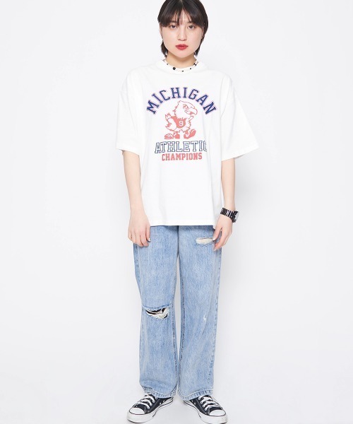 spiritoso（スピリトーゾ）の「【spiritoso】バードプリントカレッジＴシャツ（Tシャツ/カットソー・レディース・ネイビー/カーキ・FREE）」の17枚目の写真