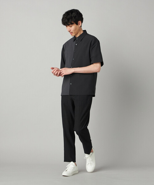 COMME CA MEN(コムサメン)の「Reflax(R)リネンライク カラーブロッキング 半袖シャツ(シャツ/ブラウス・メンズ・ベージュ/サックスブルー/ブラック・S/L/M)」の4枚目の写真