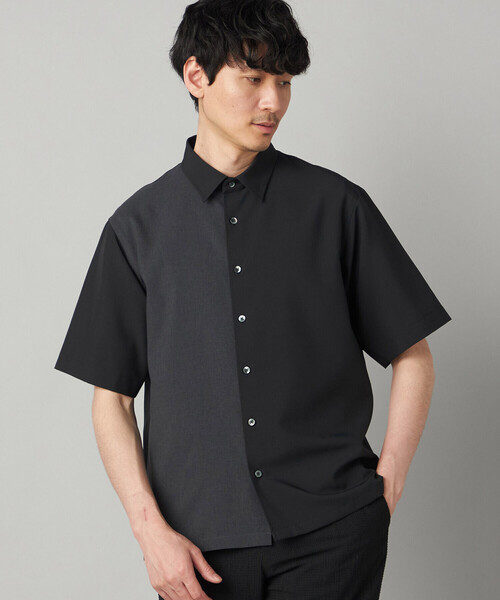 COMME CA MEN(コムサメン)の「Reflax(R)リネンライク カラーブロッキング 半袖シャツ(シャツ/ブラウス・メンズ・ベージュ/サックスブルー/ブラック・S/L/M)」の7枚目の写真