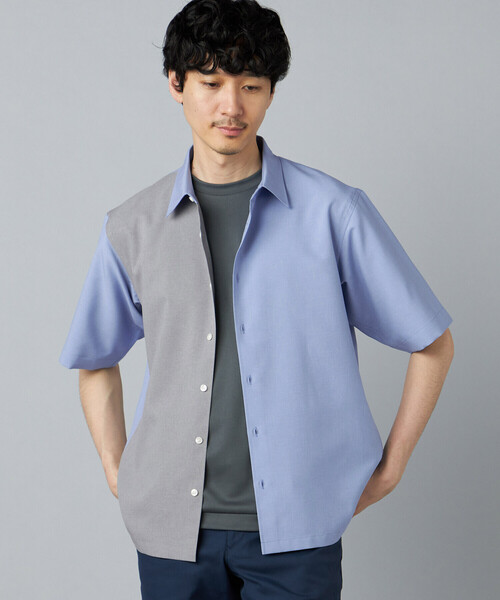 COMME CA MEN(コムサメン)の「Reflax(R)リネンライク カラーブロッキング 半袖シャツ(シャツ/ブラウス・メンズ・ベージュ/サックスブルー/ブラック・S/L/M)」の15枚目の写真