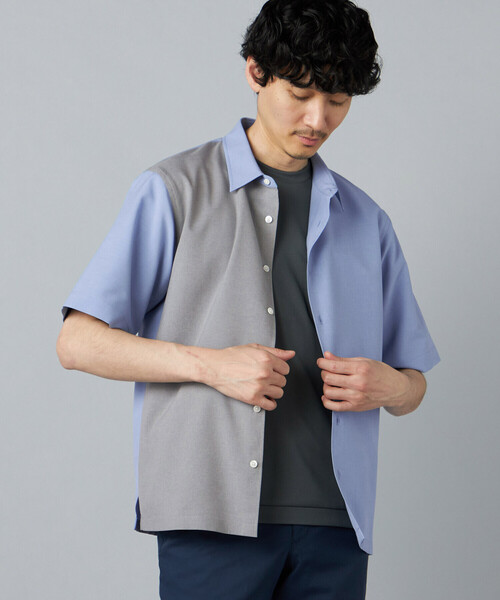 COMME CA MEN(コムサメン)の「Reflax(R)リネンライク カラーブロッキング 半袖シャツ(シャツ/ブラウス・メンズ・ベージュ/サックスブルー/ブラック・S/L/M)」の16枚目の写真