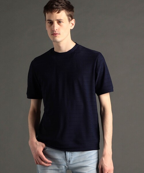 MONSIEUR NICOLE(ムッシュニコル)の「【canal deux Luxe】ボーダーハニカムメッシュ クルーネックTシャツ(Tシャツ/カットソー・メンズ・チャコールグレー/ブラック/ネイビー・X-LARGE/LARGE/MEDIUM)」の3枚目の写真