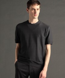 MONSIEUR NICOLE | 【canal deux Luxe】ボーダーハニカムメッシュ クルーネックTシャツ(Tシャツ/カットソー)