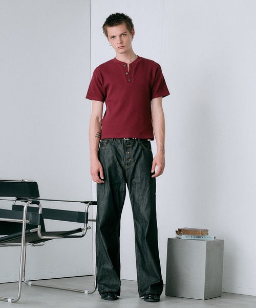 Regen Glanz（レーゲングランツ）の「compact thermal henry neck T-shirt / コンパクトサーマルヘンリーネックTシャツ（Tシャツ/カットソー・メンズ・ワインレッド/ブラック/グレー/パープル・MEDIUM/LARGE/SMALL）」の16枚目の写真