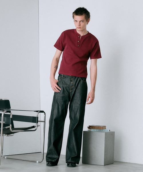 Regen Glanz（レーゲングランツ）の「compact thermal henry neck T-shirt / コンパクトサーマルヘンリーネックTシャツ（Tシャツ/カットソー・メンズ・ワインレッド/ブラック/グレー/パープル・MEDIUM/LARGE/SMALL）」の17枚目の写真