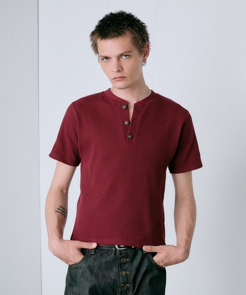 Regen Glanz（レーゲングランツ）の「compact thermal henry neck T-shirt / コンパクトサーマルヘンリーネックTシャツ（Tシャツ/カットソー・メンズ・ワインレッド/ブラック/グレー/パープル・MEDIUM/LARGE/SMALL）」の11枚目の写真