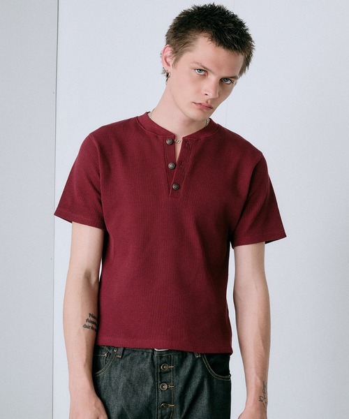 Regen Glanz（レーゲングランツ）の「compact thermal henry neck T-shirt / コンパクトサーマルヘンリーネックTシャツ（Tシャツ/カットソー・メンズ・ワインレッド/ブラック/グレー/パープル・MEDIUM/LARGE/SMALL）」の13枚目の写真